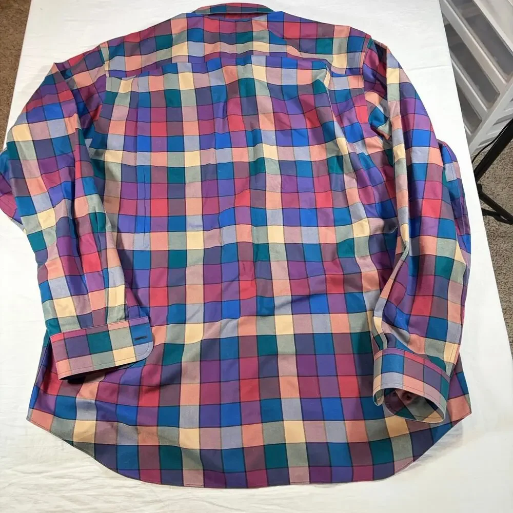 Paul Fredrick Mens jewel toned check long sleeve shirt. Size LT. career, office - Picture 2 of 4